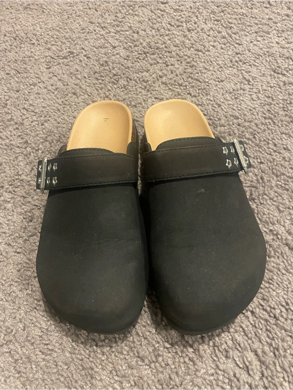 Justice Black Clog Mule with Buckle Detail